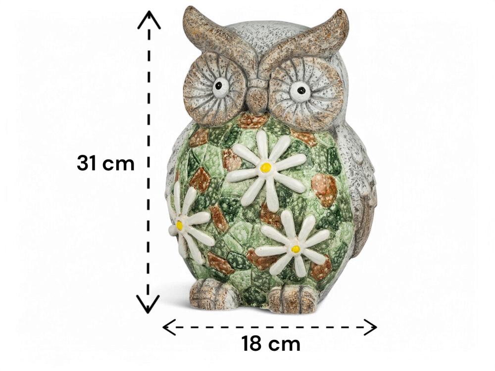 Eule Figur 31 cm mit Mosaik - Farbenfrohe Frühlingsdeko